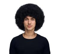 Disco Hippie Wig Fake Short Hair Black Curly Afro Wig Glueless Afro Kinky Wig Natural Synthetic Hair 70s Disco Fever Hair for Men