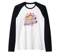 Disco Inferno: Retro Dance Party Fever Graphic Art Raglan Baseball Tee, Men, Black/White, Large