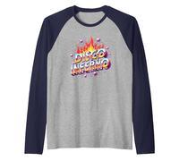 Disco Inferno: Retro Dance Party Fever Graphic Art Raglan Baseball Tee, Men, Navy Blue/Athletic Heather, Large
