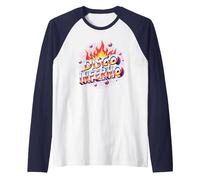 Disco Inferno: Retro Dance Party Fever Graphic Art Raglan Baseball Tee, Men, Navy Blue/White, XX-Large