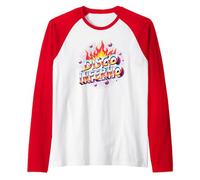Disco Inferno: Retro Dance Party Fever Graphic Art Raglan Baseball Tee, Men, Red/White, Large