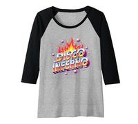 Disco Inferno: Retro Dance Party Fever Graphic Art Raglan Baseball Tee, Women, Black/Athletic Heather, Medium