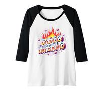 Disco Inferno: Retro Dance Party Fever Graphic Art Raglan Baseball Tee, Women, Black/White, Medium