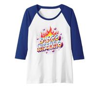 Disco Inferno: Retro Dance Party Fever Graphic Art Raglan Baseball Tee, Women, Royal Blue/White, Small