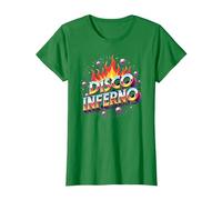 Disco Inferno: Retro Dance Party Fever Graphic Art T-Shirt, Women, Kelly Green, XL