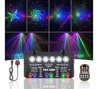 Disco Lights for Parties - DJ Disco Light, LED RGB+UV Projector with Sound Activated Strobe, DMX Effect Stage Lighting for KTV Bar, Club, Family Reunion, Wedding, Birthday & Halloween