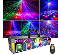 Disco Lights for Parties, Pro 7 in 1 DMX & Sound Activated Light Show Machine with Disco Ball Light, DJ Lights, RGBW & UV Strobe Party Lights Indoor for Parties Halloween Bar Rave Club Show