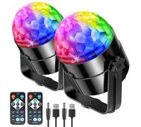 Disco Lights,RIYO 360°Rotation Sound Activated Disco Ball Light with Remote Control,Party Lights for Indoor Room Birthday Dance Karaoke Decorating(2 Packs)