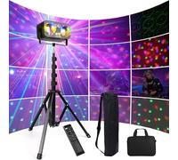 Disco Lights with Stand, 6-in-1 Disco Ball Party Lights with Remote & Sound Activated Modes, Portable Led DJ Lights for Parties, Stage Lighting & Home Events