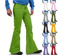 Disco Mens High Waisted Bell Bottoms 60S 70S Flared Trousers Mens Retro Slim Fit Trousers Groovy Fancy Pants Night Fever Dance Pants Trendy Performance Trouser 1960S Dress Up Costumes
