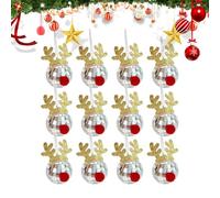 Disco Mirrors Ball,Christmas Ball Pendants Deer Antler | 12X Disco Ball Charm Accessories, Christmas Ball Ornaments, Disco Mirrors Elk Horns For Halloween, Christmas