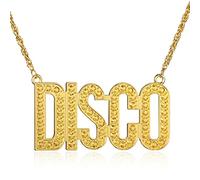 Disco Necklace Hippie Costume Outfit Accessories Hippie Peace Necklace 80s Jewellery Disco Fancy Dress Chain for Women Men 50s 60s 70s 80s Disco Theme Party(Gold)