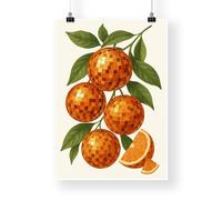 Disco Orange Wall Art Print - Funky Retro Fruit Poster with Mirrorball Oranges - 70s Aesthetic, Gallery Wall Art, Kitchen or Home Decor Gift