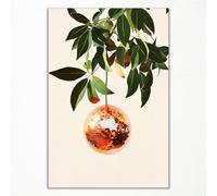 Disco Oranges Art Canvas, Glam Disco Ball Oranges Poster, Preppy Botanical Fruit Canvas Wall Art, Funky Kitchen Picture for Wall, Trendy Bar Cart Wall Art Decor, Dorm Wall Decor 16x24in Unframed