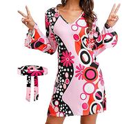 Disco Outfit Hippie Dress | 60s 70s Disco Dress Hippie Dress for Women - Halloween Retro Hippie Dresses for Retro Theme, 60s 70s Celebration Theme