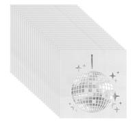 Disco Party Tableware, 25 Pcs White Silver Paper Napkins Disco Ball Cocktail Napkin Discos Partys Beverage Serviettes Napkins Disco Party Supplies for Birthday, Wedding, 70's Disco Party (Napkins-W)