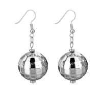 Disco Punk Earrings, Silver Ball Dangle Earring For Women, 70s Silver Fun Earrings, Disco Accessories For Couples, Friends, Girlfriends, Daughters, Mothers, Party, Festival, Gift