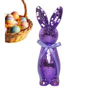 Disco Rabbit Statue - Mirror Glass Mosaic Bunny Ornament | Reflective Easter Decoration - Foam Decorative Figurine for Home Party Display, 24cm Shiny Rabbits Centrepiece Spring Tabletop Accent