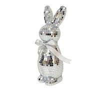 Disco Rabbit Statue - Mirror Glass Mosaic Bunny Ornament | Reflective Easter Decoration - Foam Decorative Figurine for Home Party Display, 24cm Shiny Rabbits Centrepiece Spring Tabletop Accent
