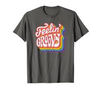 Disco Rainbow Feeling Groovy 70s Retro T-Shirt, Men, Asphalt Grey, 5X-Large