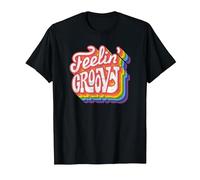 Disco Rainbow Feeling Groovy 70s Retro T-Shirt, Men, Black, XX-Large