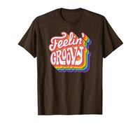 Disco Rainbow Feeling Groovy 70s Retro T-Shirt, Men, Brown, XX-Large