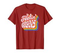 Disco Rainbow Feeling Groovy 70s Retro T-Shirt, Men, Cranberry Red, XX-Large