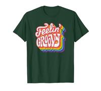 Disco Rainbow Feeling Groovy 70s Retro T-Shirt, Men, Dark Green, XX-Large