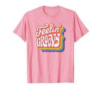Disco Rainbow Feeling Groovy 70s Retro T-Shirt, Men, Pink, 3X-Large