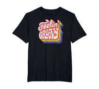 Disco Rainbow Feeling Groovy 70s Retro T-Shirt, Men's Big and Tall, Black, 3X Tall