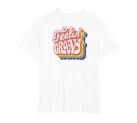 Disco Rainbow Feeling Groovy 70s Retro T-Shirt, Men's Big and Tall, White, 5X Tall