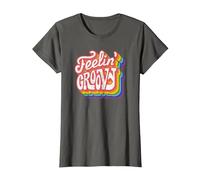 Disco Rainbow Feeling Groovy 70s Retro T-Shirt, Women, Asphalt Grey, XX-Large