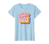 Disco Rainbow Feeling Groovy 70s Retro T-Shirt, Women, Baby Blue, XX-Large