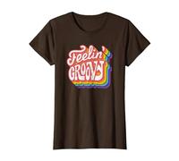 Disco Rainbow Feeling Groovy 70s Retro T-Shirt, Women, Brown, XX-Large