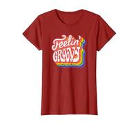 Disco Rainbow Feeling Groovy 70s Retro T-Shirt, Women, Cranberry Red, XX-Large