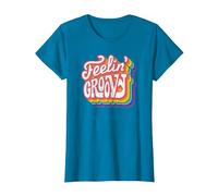Disco Rainbow Feeling Groovy 70s Retro T-Shirt, Women, Sapphire Blue, XX-Large