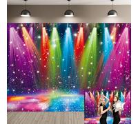 Disco Rainbow Stage Backdrop Colorful Stage 70s 80s 90s Vintage Lights Photography Background Music Disco Party Decorations Banner Photo Backdrop (6X4FT (180x120cm))