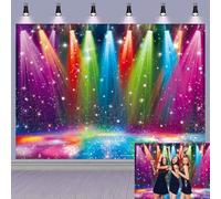 Disco Rainbow Stage Backdrop Colorful Stage 70s 80s 90s Vintage Lights Photography Background Music Disco Party Decorations Banner Photo Backdrop (8X6FT (240x180cm))