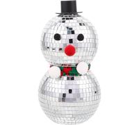 Disco Snowman Glass Figurine with Foam, Silver Christmas Centerpiece