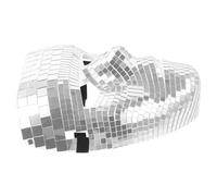 Disco Sparkling Full Face Mask Silver Mirror Halloween Party Accessory | PVC and Glass Construction, Reflective Mosaic Finish, Nostrils Unobstructed, Stylish Choice for Adults, Festivals, Photo