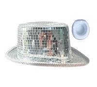 Disco Tuxedo Hat - Sparkling Mirror Ball Hat, Lightweight Glitter Top Hat | Shiny Costume Accessories, Retro Party Headwear for Men Women Nightclub, Halloween, Dance Floor, Theme Parties