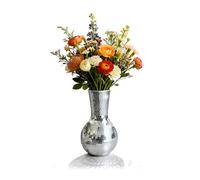 Relaxdays Disco Vase, mirrored mosaic round flower decor, 28x14x14 cm, silver