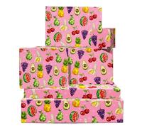 Disco Wrapping Paper - 6 Sheets Of Gift Wrap With Tags - Disco Fruits - Star - Pink Wrapping Paper For Women - Comes With Stickers - Recyclable - By Central 23
