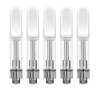 Discoball 5Pack 510 Thread Cartridge 1ml Carts for CBD Vape Tank, Clear Glass Ceramic Mouthpiece, Top Fill Compatible with Ego MT3 CE4 CE5 CE6 Pens Battery, Nicotine Free