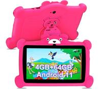 Discoball 7 Inch Kids Tablet with Android 11-4GB RAM+64GB ROM, Parental Control & Pre-Installed Apps Toddler Tablet for Kids Ages 3-12, Dual Camera, WiFi, Shockproof Case for Children