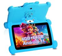 Discoball 7Inch Kid's Tablet Android 11 Tablet for Kids Ages 3-12, 4GB RAM+64GB ROM Children Wifi Tablets Parental Control Boys Pre-Installed APP Dual Camera Toddler Tablets with Proof Case