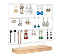 Discoball Earring Holder Stand, Earring Display Stand Hanging Jewelry Organizer - 3 Tier Tabletop Earring Stand Earring Holder with Holes Jewellery Organiser Stand (66hole, White)