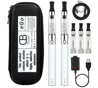 Discoball Electronic Cigarette eGo CE4 1100mAh E cigarettes Vape Pens 2 Packs Shisha Starter Kit [Nicotine Free] (2PCS White)