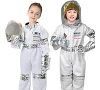 Discoball Kids Spaceman Costume Child Astronaut Costume Spaceman Role Play Costume Set Kids Fancy Dress Outfit Halloween Costumes White Spacesuit for Boys & Girl (3-6 Years)