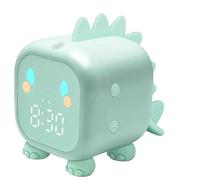 Discoball Sleep Training Clock for Kids, Voice-Activated Time Announcer, Color-Changing Night Light, 2 Alarms & Timer, Temperature Display, Dinosaur alarm clock (Green)